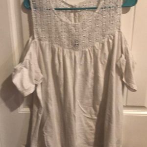 White cold shoulder top